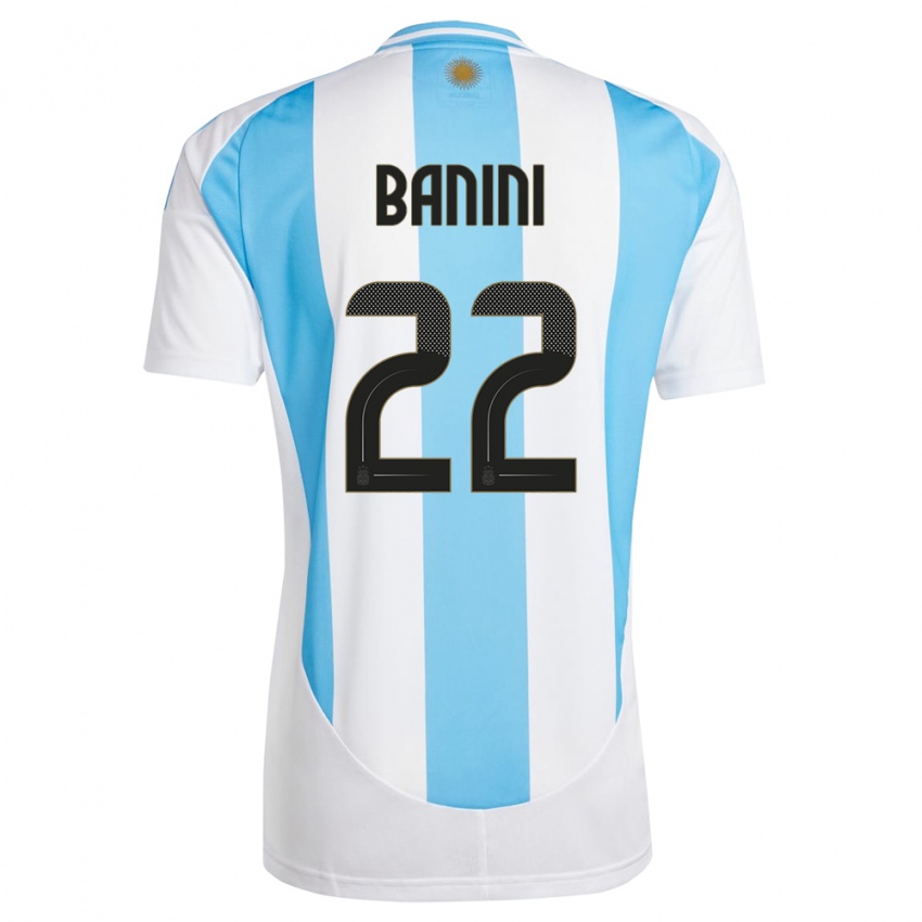 Kinder Argentinien Estefania Banini #22 Weiß Blau Heimtrikot Trikot 24-26 T-Shirt