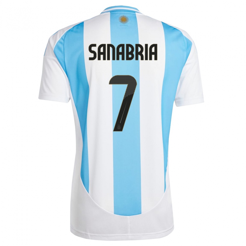 Kinder Argentinien Mateo Sanabria #7 Weiß Blau Heimtrikot Trikot 24-26 T-Shirt