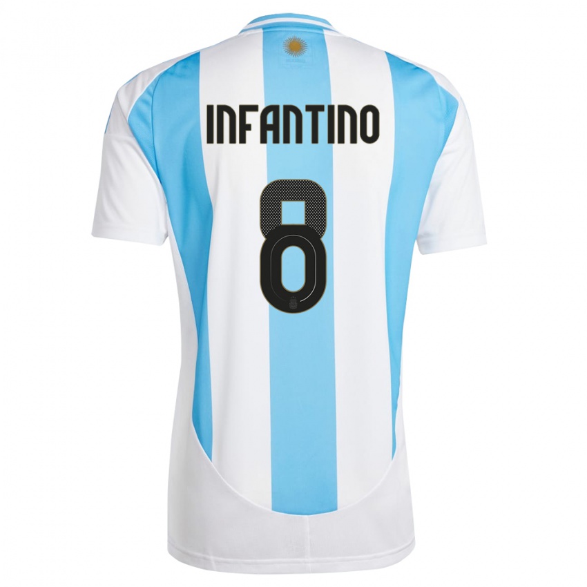 Kinder Argentinien Gino Infantino #8 Weiß Blau Heimtrikot Trikot 24-26 T-Shirt