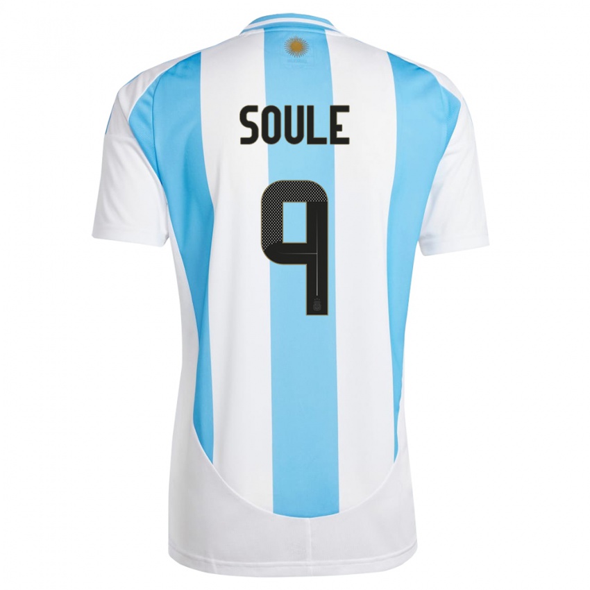 Kinder Argentinien Matias Soule #9 Weiß Blau Heimtrikot Trikot 24-26 T-Shirt