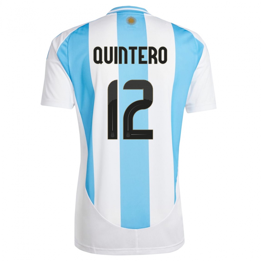 Kinder Argentinien Valentino Quintero #12 Weiß Blau Heimtrikot Trikot 24-26 T-Shirt