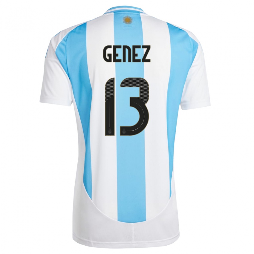 Kinder Argentinien Nahuel Genez #13 Weiß Blau Heimtrikot Trikot 24-26 T-Shirt