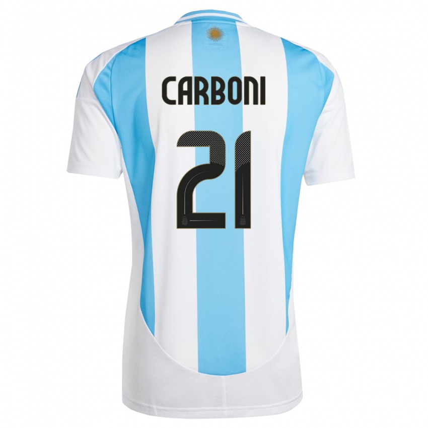 Kinder Argentinien Valentin Carboni #21 Weiß Blau Heimtrikot Trikot 24-26 T-Shirt