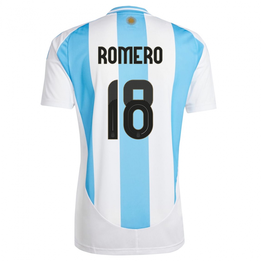 Kinder Argentinien Luka Romero #18 Weiß Blau Heimtrikot Trikot 24-26 T-Shirt