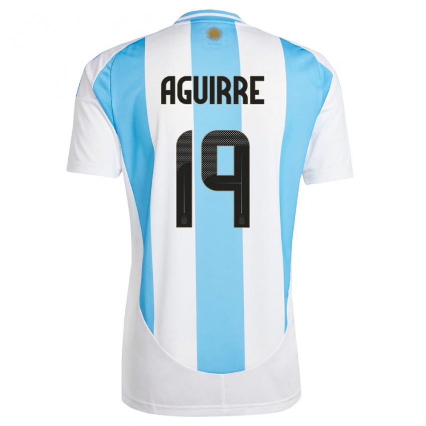 Kinder Argentinien Brian Aguirre #19 Weiß Blau Heimtrikot Trikot 24-26 T-Shirt