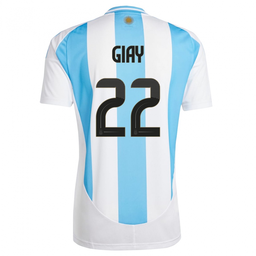 Kinder Argentinien Agustin Giay #22 Weiß Blau Heimtrikot Trikot 24-26 T-Shirt