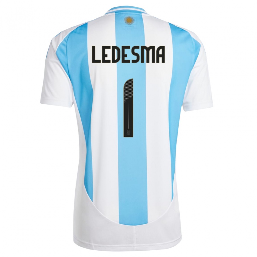 Kinder Argentinien Jeremias Ledesma #1 Weiß Blau Heimtrikot Trikot 24-26 T-Shirt