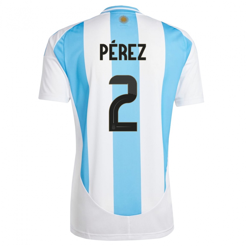 Kinder Argentinien Nehuen Perez #2 Weiß Blau Heimtrikot Trikot 24-26 T-Shirt