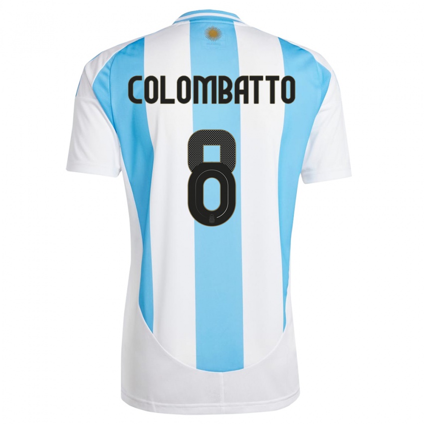 Kinder Argentinien Santiago Colombatto #8 Weiß Blau Heimtrikot Trikot 24-26 T-Shirt