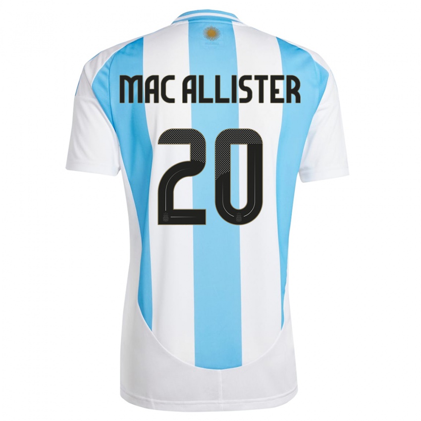 Kinder Argentinien Alexis Mac Allister #20 Weiß Blau Heimtrikot Trikot 24-26 T-Shirt