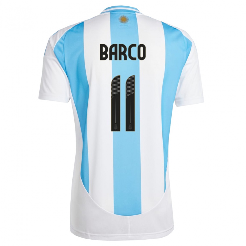 Kinder Argentinien Ezequiel Barco #11 Weiß Blau Heimtrikot Trikot 24-26 T-Shirt