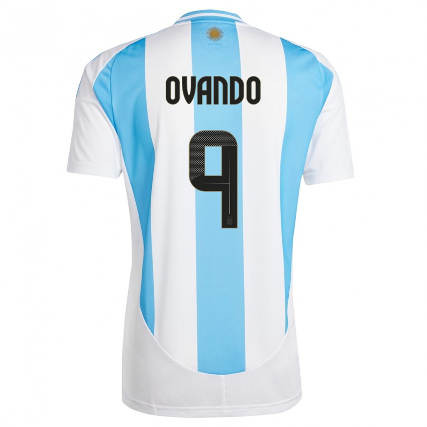 Kinder Argentinien Lautaro Ovando #9 Weiß Blau Heimtrikot Trikot 24-26 T-Shirt