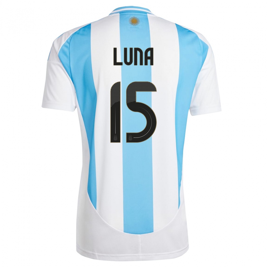 Kinder Argentinien Alex Luna #15 Weiß Blau Heimtrikot Trikot 24-26 T-Shirt