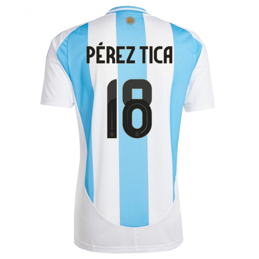 Kinder Argentinien Jeremias Perez Tica #18 Weiß Blau Heimtrikot Trikot 24-26 T-Shirt