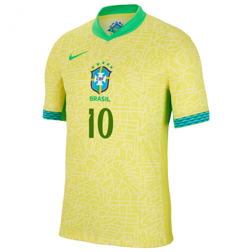 Kinder Brasilien Neymar #10 Gelb Heimtrikot Trikot 24-26 T-Shirt