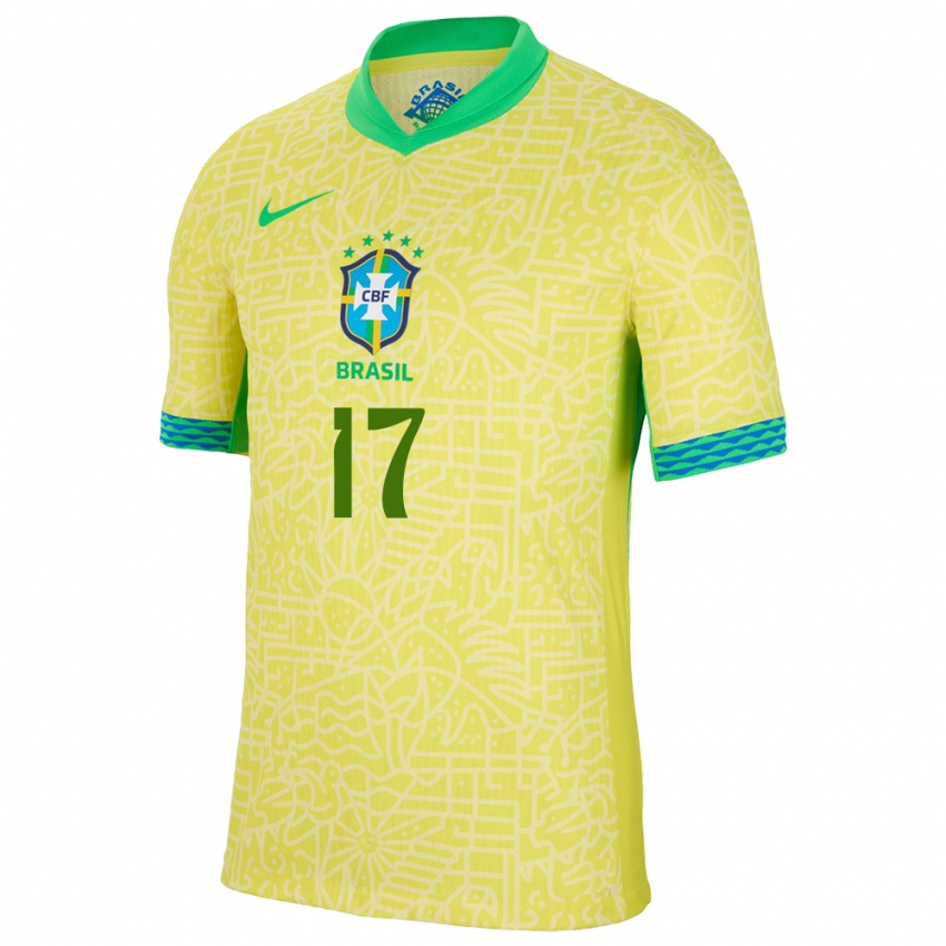 Kinder Brasilien William Gomes #17 Gelb Heimtrikot Trikot 24-26 T-Shirt