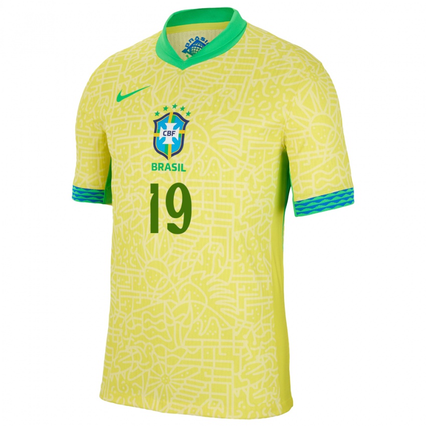 Kinder Brasilien Ludmila #19 Gelb Heimtrikot Trikot 24-26 T-Shirt