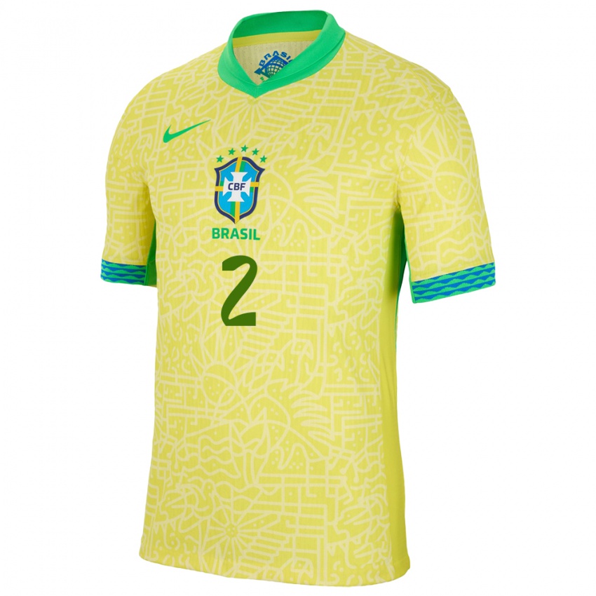 Kinder Brasilien Vinicius Tobias #2 Gelb Heimtrikot Trikot 24-26 T-Shirt