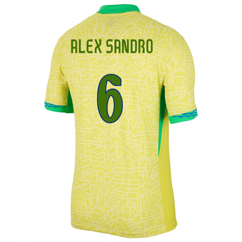 Kinder Brasilien Alex Sandro #6 Gelb Heimtrikot Trikot 24-26 T-Shirt