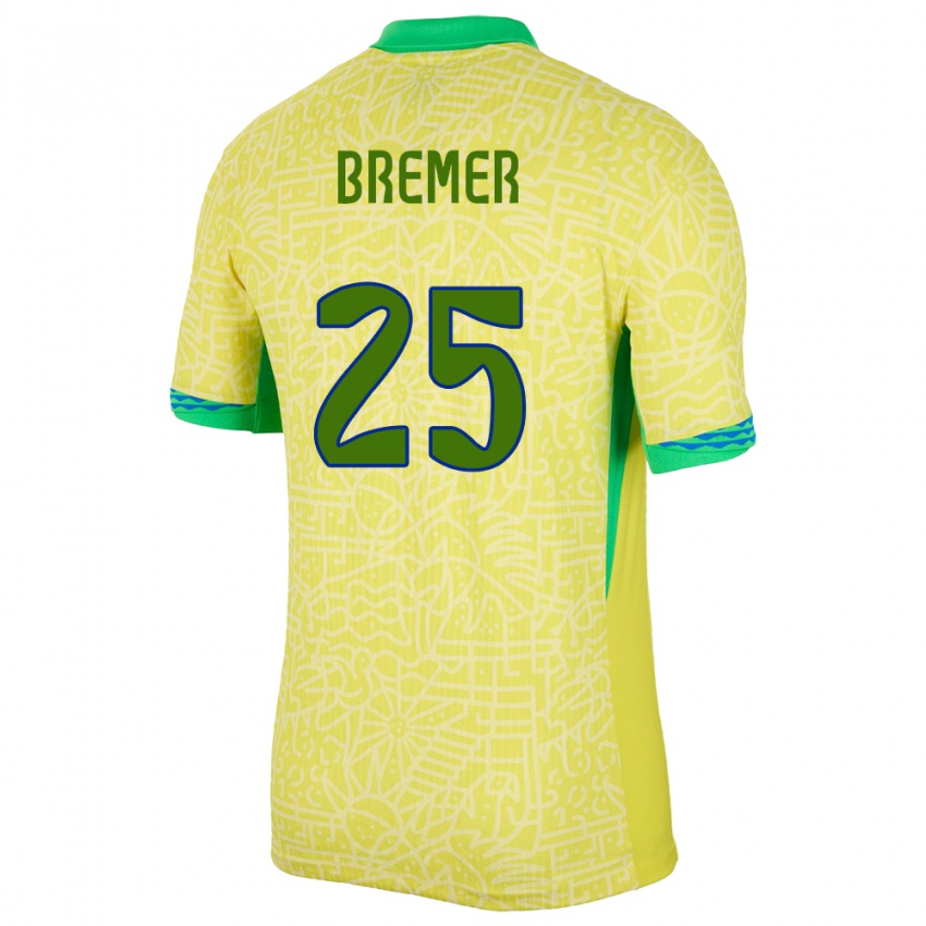 Kinder Brasilien Bremer #25 Gelb Heimtrikot Trikot 24-26 T-Shirt