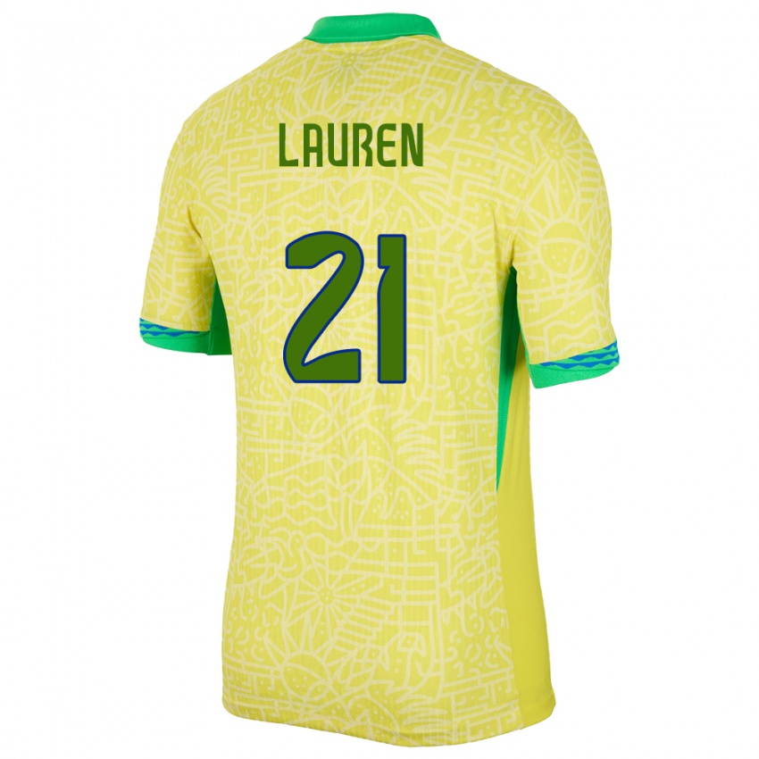 Kinder Brasilien Lauren Costa #21 Gelb Heimtrikot Trikot 24-26 T-Shirt