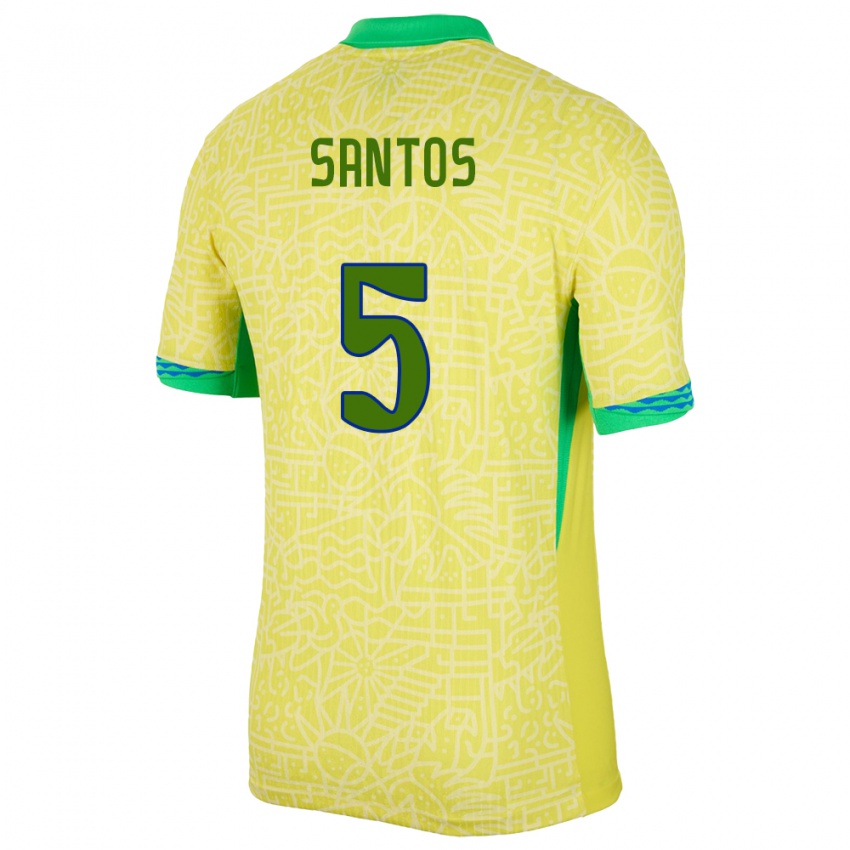 Kinder Brasilien Andrey Santos #5 Gelb Heimtrikot Trikot 24-26 T-Shirt