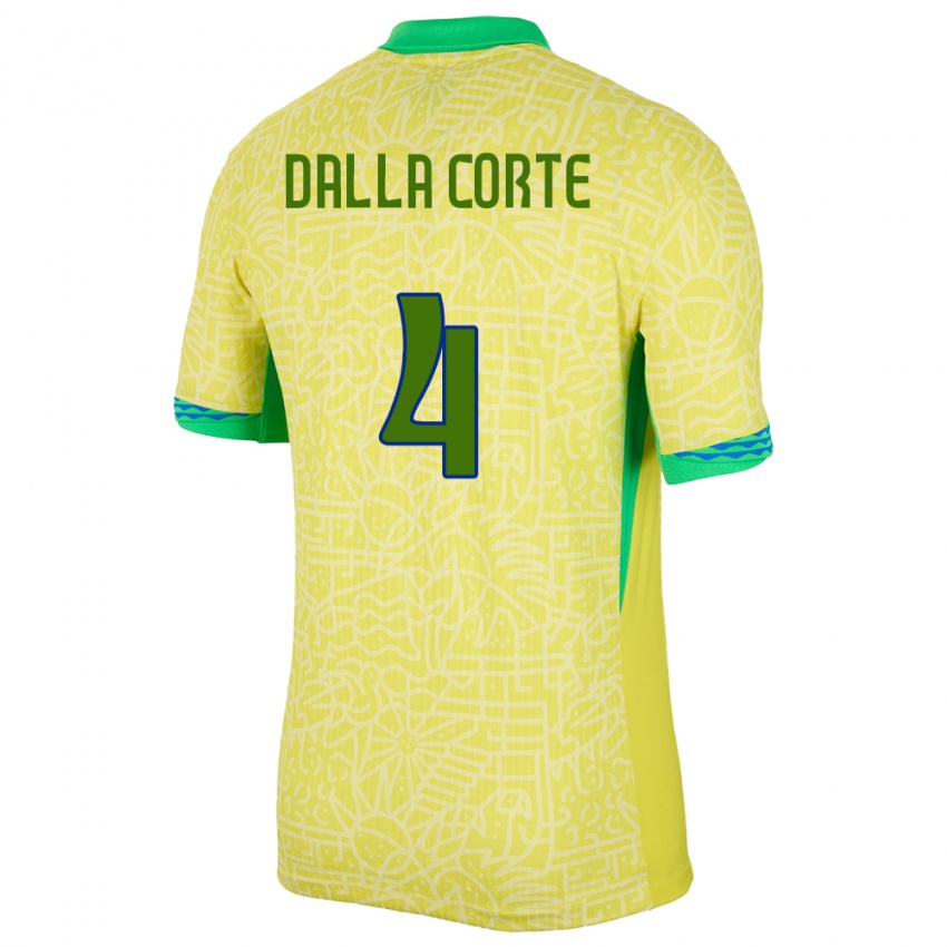 Kinder Brasilien Joao Dalla Corte #4 Gelb Heimtrikot Trikot 24-26 T-Shirt