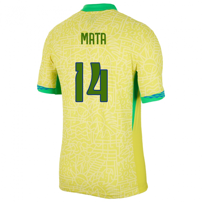 Kinder Brasilien Da Mata #14 Gelb Heimtrikot Trikot 24-26 T-Shirt