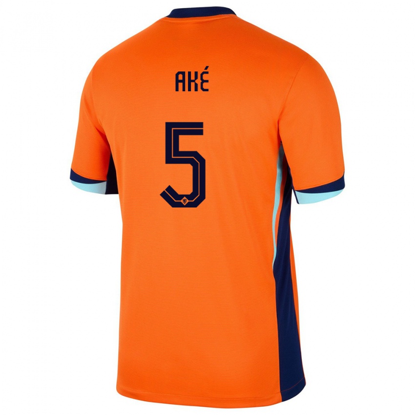 Kinder Niederlande Nathan Ake #5 Orange Heimtrikot Trikot 24-26 T-Shirt