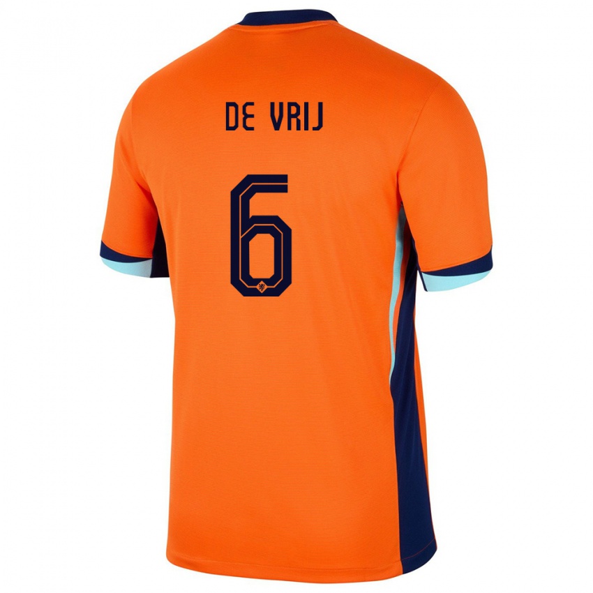 Kinder Niederlande Stefan De Vrij #6 Orange Heimtrikot Trikot 24-26 T-Shirt