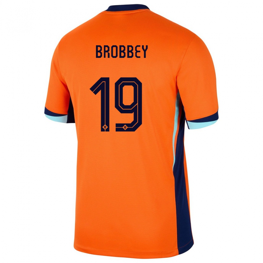 Kinder Niederlande Brian Brobbey #19 Orange Heimtrikot Trikot 24-26 T-Shirt