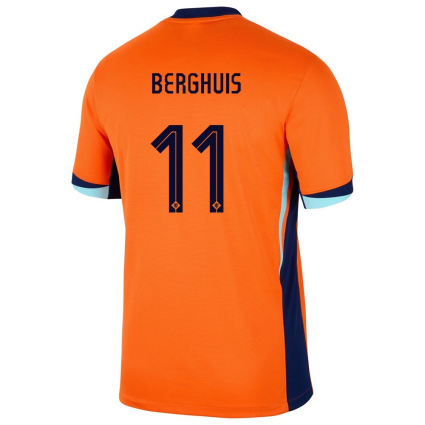 Kinder Niederlande Steven Berghuis #11 Orange Heimtrikot Trikot 24-26 T-Shirt