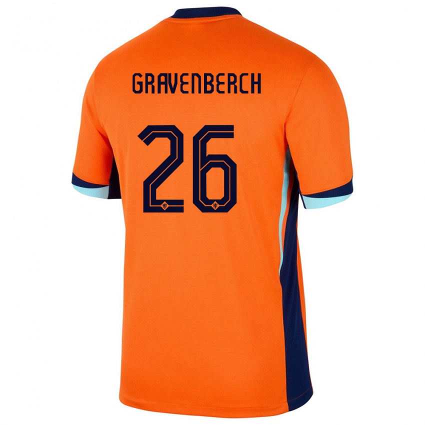 Kinder Niederlande Ryan Gravenberch #26 Orange Heimtrikot Trikot 24-26 T-Shirt