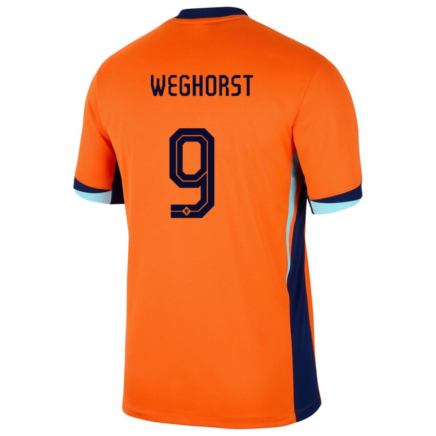 Kinder Niederlande Wout Weghorst #9 Orange Heimtrikot Trikot 24-26 T-Shirt