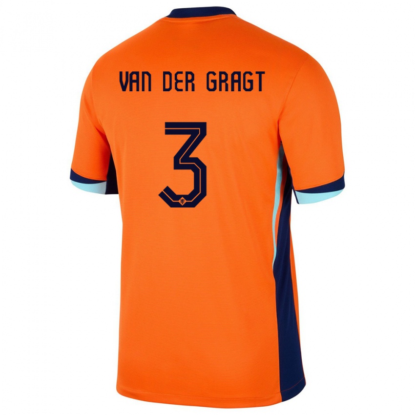 Kinder Niederlande Stefanie Van Der Gragt #3 Orange Heimtrikot Trikot 24-26 T-Shirt