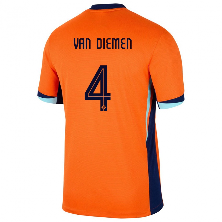 Kinder Niederlande Samantha Van Diemen #4 Orange Heimtrikot Trikot 24-26 T-Shirt