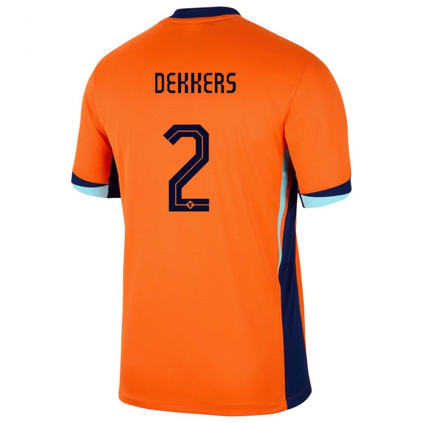 Kinder Niederlande Sem Dekkers #2 Orange Heimtrikot Trikot 24-26 T-Shirt