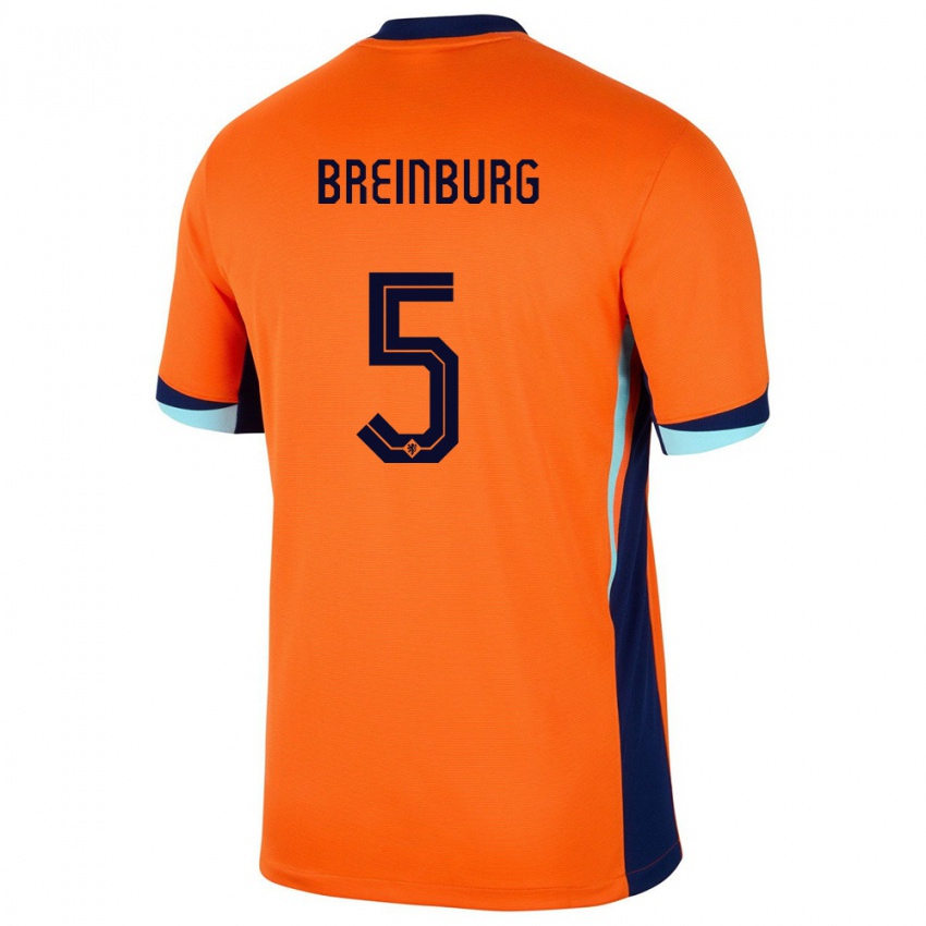 Kinder Niederlande Rainey Breinburg #5 Orange Heimtrikot Trikot 24-26 T-Shirt