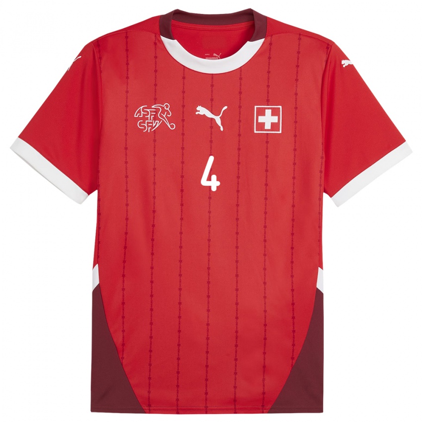 Kinder Schweiz Rachel Rinast #4 Rot Heimtrikot Trikot 24-26 T-Shirt