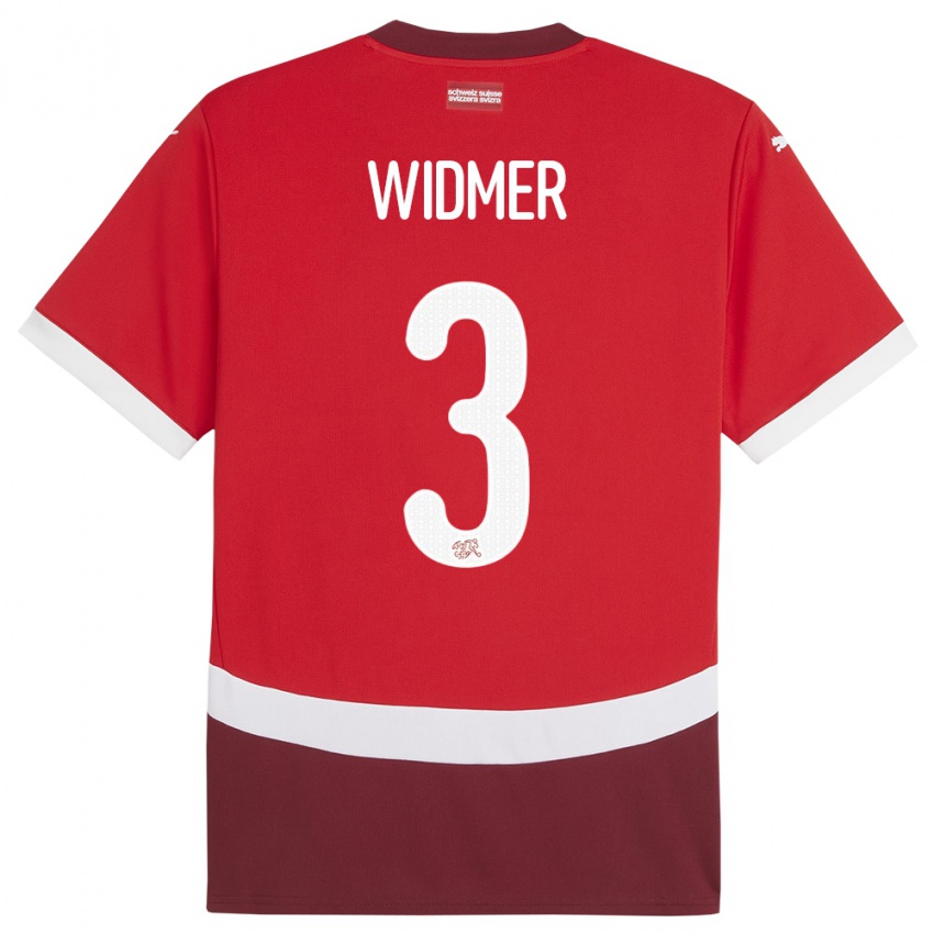 Kinder Schweiz Silvan Widmer #3 Rot Heimtrikot Trikot 24-26 T-Shirt