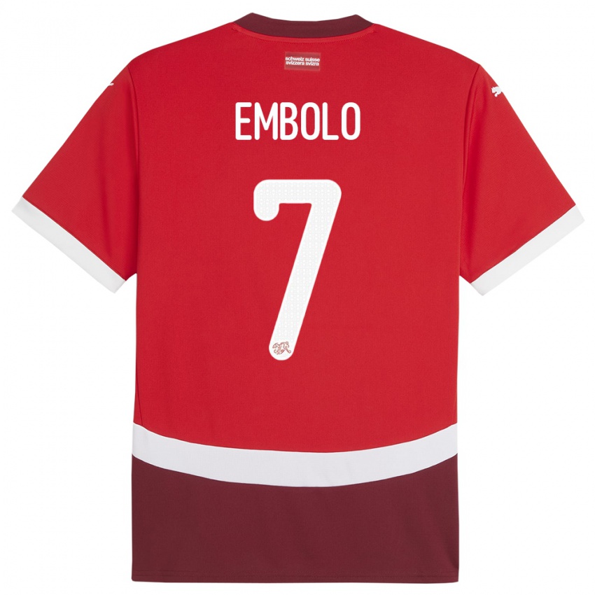 Kinder Schweiz Breel Embolo #7 Rot Heimtrikot Trikot 24-26 T-Shirt