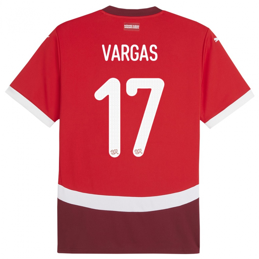 Kinder Schweiz Ruben Vargas #17 Rot Heimtrikot Trikot 24-26 T-Shirt