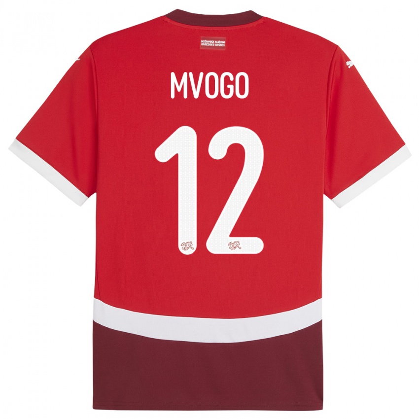 Kinder Schweiz Yvon Mvogo #12 Rot Heimtrikot Trikot 24-26 T-Shirt