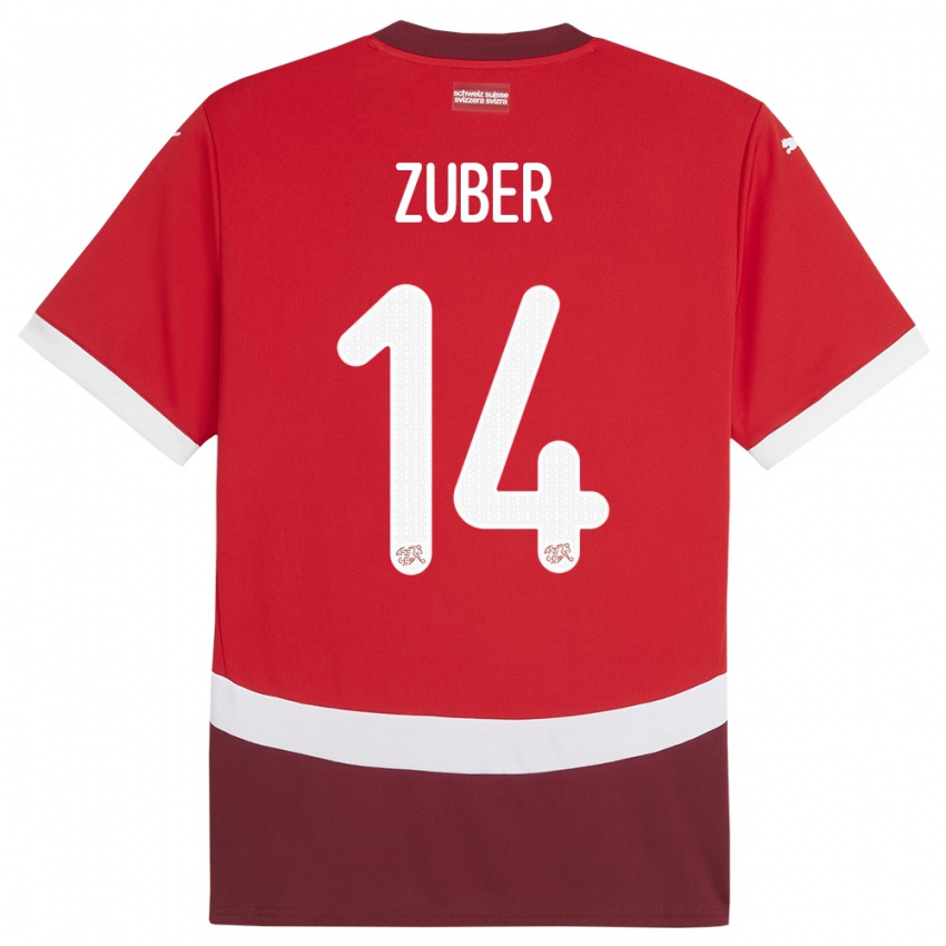 Kinder Schweiz Steven Zuber #14 Rot Heimtrikot Trikot 24-26 T-Shirt