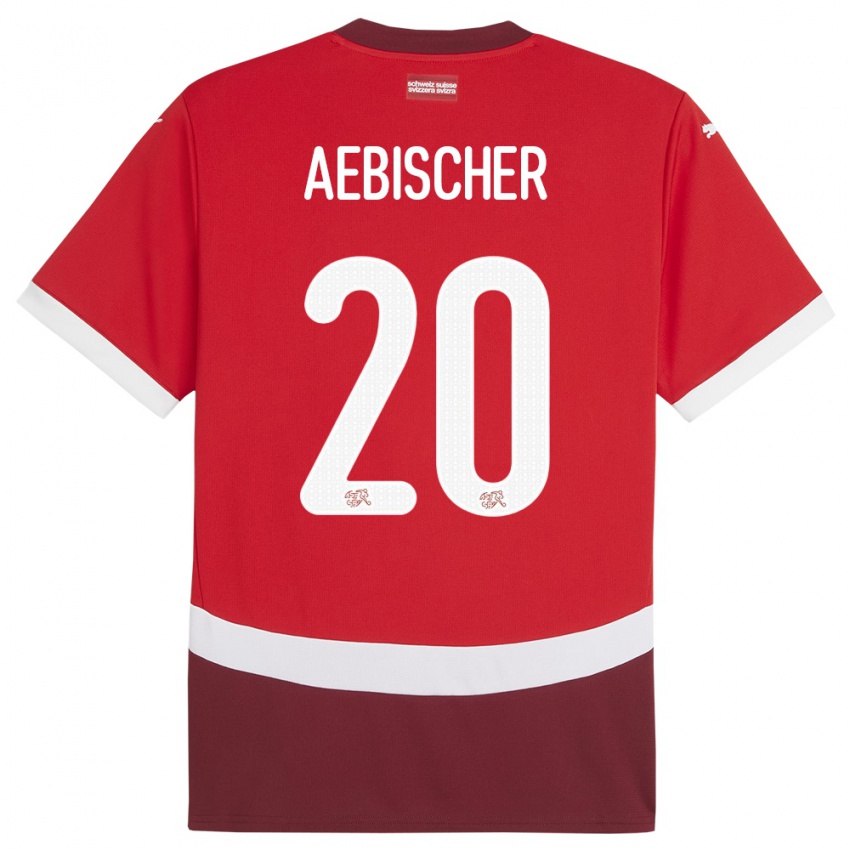 Kinder Schweiz Michel Aebischer #20 Rot Heimtrikot Trikot 24-26 T-Shirt