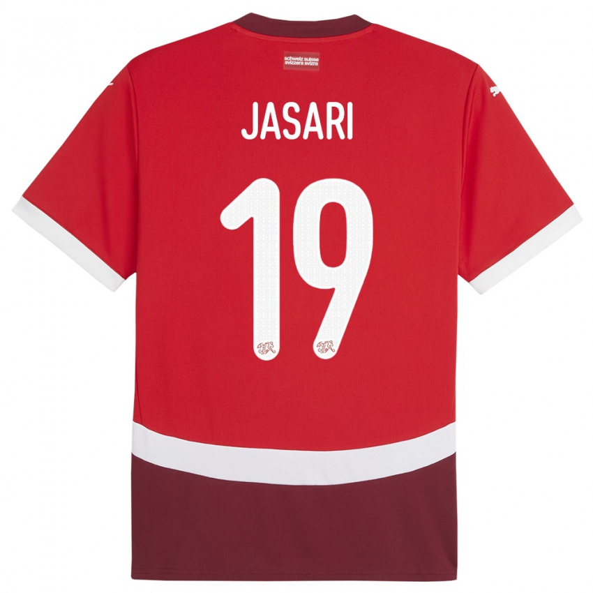Kinder Schweiz Ardon Jasari #19 Rot Heimtrikot Trikot 24-26 T-Shirt