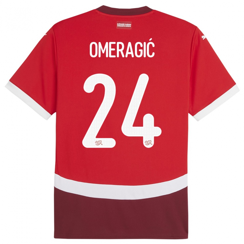 Kinder Schweiz Becir Omeragic #24 Rot Heimtrikot Trikot 24-26 T-Shirt