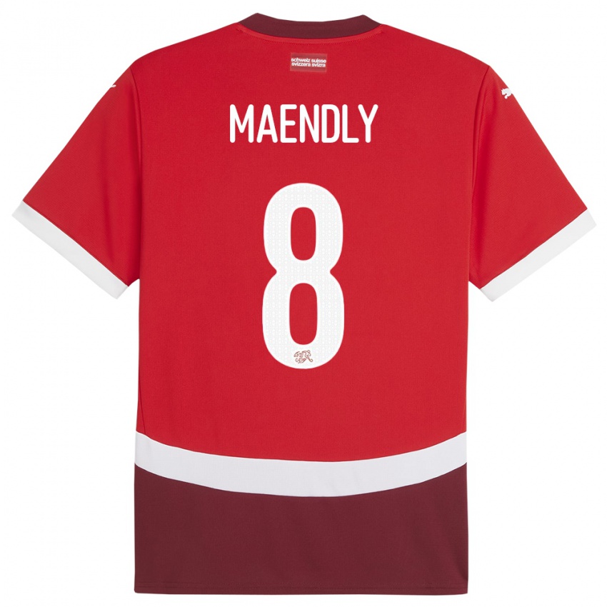 Kinder Schweiz Sandy Maendly #8 Rot Heimtrikot Trikot 24-26 T-Shirt