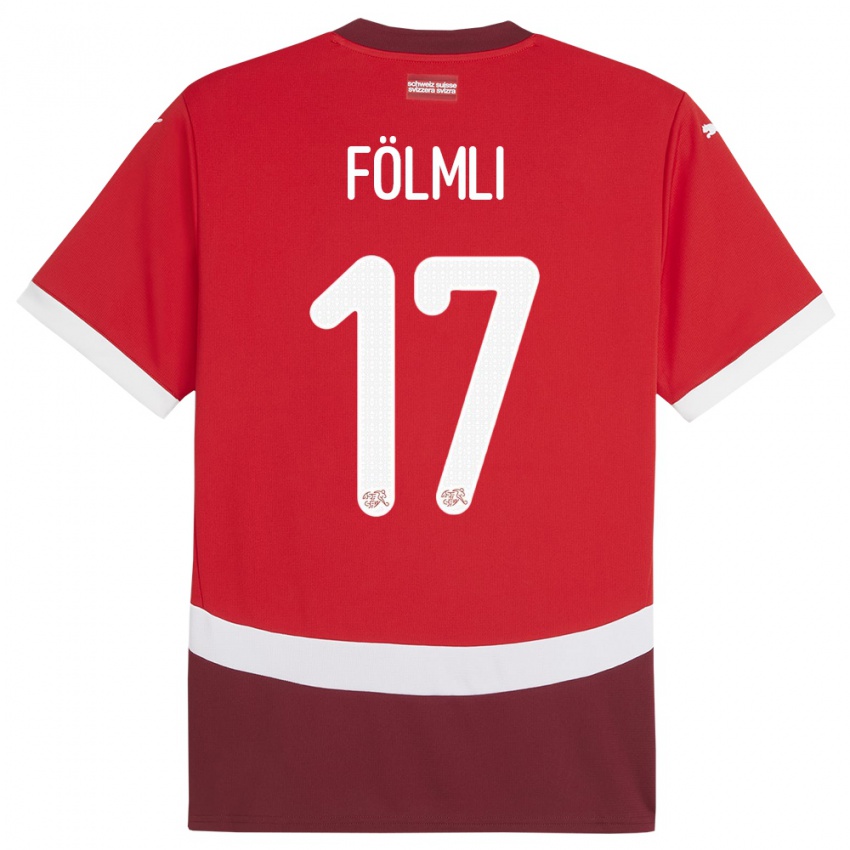 Kinder Schweiz Svenja Folmli #17 Rot Heimtrikot Trikot 24-26 T-Shirt