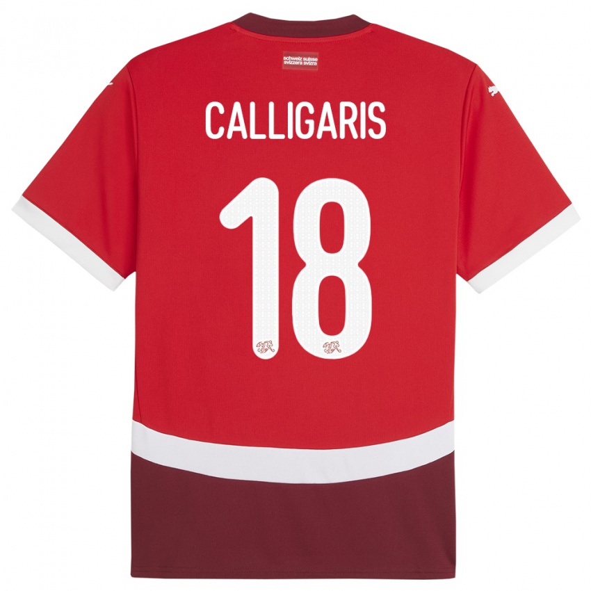 Kinder Schweiz Viola Calligaris #18 Rot Heimtrikot Trikot 24-26 T-Shirt